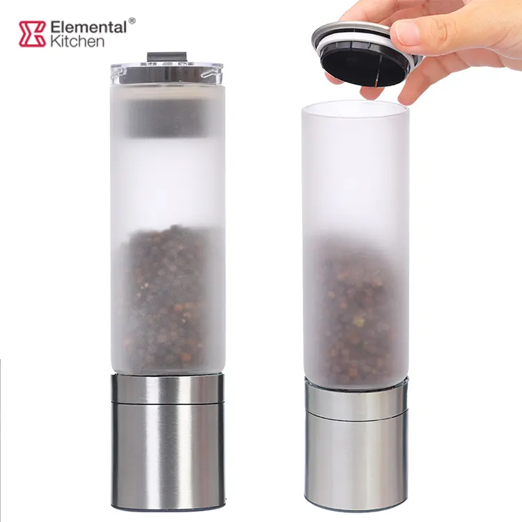 Premium 190ml Grinder with Cover Ceramic Core Lead Free Glass Adjustable Salt Pepper Shaker Mill Bottle
