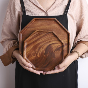 Bandejas cuadradas octagonales de madera de Acacia, nuevo diseño, platos de madera para servir pan para ensalada de frutas, plato de comida vegetal - Product Image 5