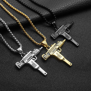 Hip Hop Punk Submachine impermeable 316 Acero inoxidable Pvd relleno chapado en oro joyería de moda colgante collares para hombres hombre - Product Image 2