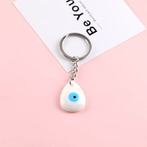 Turkish White <b>Devil</b> Eye Resin Pendant Keychain Stainless Steel Chain Heart Star Oval Round Shape Creative <b>Accessory</b> - Product Image 2