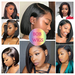 Perruque Lace Frontale en Cheveux Humains Vierges Indiens Naturels pour Femmes Noires, Perruque Full Lace HD, Perruque Bob Bouclée Ondulée Profonde avec Closure - Product Image 6