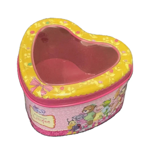 OEM Factory Heart-Shaped Gift <strong>Tin</strong> Boxes PVC Window Lid Recyclable Food <strong>Tin</strong> Can <strong>Cake</strong> Stickers Pencil Chocolate <strong>Storage</strong> Square - Product Image 1