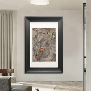 Décor à la maison moderne grande affiche murale en bois encadré papier Art mixte oeuvre 3D Vintage peinture - Product Image 3
