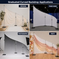 Support de toile de fond incurvé gradué avec 4 poteaux réglables en hauteur (1,8-3m) – Barre incurvée pour décoration de mariage et événements – Cadre OEM ODM