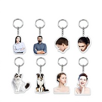 Porte-clés personnalisé avec photo, en acrylique transparent, portrait d'animal de compagnie, porte-clés personnalisé, cadeau commémoratif familial, OEM, vente en gros, usine
