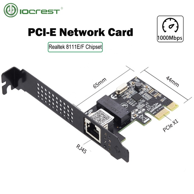 IOCREST Single Port Gigabit Ethernet Realtek Chip PCI Express Lan Controller Card RTL8111 PCIe Network Adapter RJ45 Wired Stock