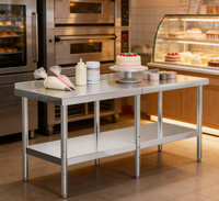 Table de travail commerciale en acier inoxydable à 2 niveaux, table de laboratoire pour restaurant et atelier