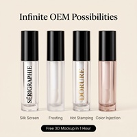 Tube de brillant à lèvres vide givré de 5 ml avec grand applicateur doe foot, flacon d'huile à lèvres de luxe, conteneur de brillant à lèvres unique avec grande brosse, personnalisable OEM