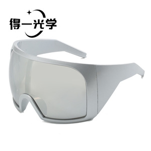Large Frame Wraparound Sunglasses Black PC Lens UV400 Protection Outdoor Sports <b>Eyewear</b> - Product Image 5