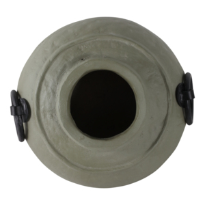 Vaso Rotondo Ecomix con Manici ad Anello in Metallo, Finitura Texturizzata, Vaso per Fiori per Soggiorno e Arredamento Casa - Product Image 6