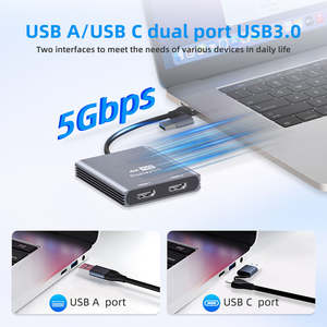 Adaptateur GC DisplayLink DL6950 USB 3.0 vers double HDMI 4K 60Hz, carte <span class=keywords><strong>graphique</strong></span> externe USB C pour Windows, hub d'extension multi-écrans - Product Image 2