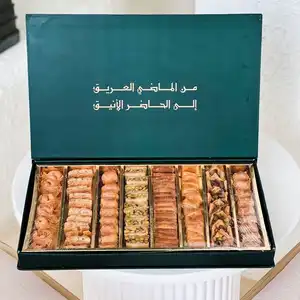 Özel baskılı lüks pasta çeşitli Baklava ambalaj kutuları arapça tatlı kutusu Premium karton Mix Baklava özel hediye kutusu