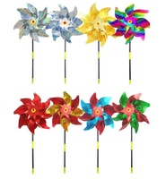 Répulsif à oiseaux, moulin à vent holographique scintillant, pelouse, jardin, effaroucheur d'oiseaux, moulin à vent réfléchissant avec piquets