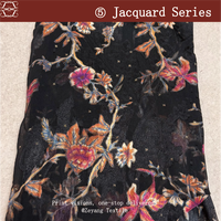 Kain Jacquard Motif Bintang Peony Begonia Terjalin Bernuansa Langit Malam, Anti Kusut, Bernapas, Lembut untuk Pakaian Wanita