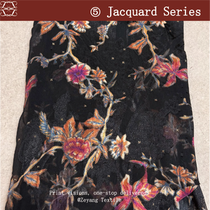 Tela Jacquard con Estampado de Estrellas, Peonías y Begonias Entrelazadas con un Cielo Nocturno, Resistente a las Arrugas, Transpirable y Suave para Ropa de Mujer - Product Image 1