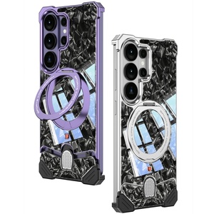 New Marble Texture Magnetic Mobile <b>Phone</b> Cases for Samsung S26 Ultra With 360° <b>Ring</b> Stand Aluminum Alloy Frame Shockproof Cover - Product Image 1