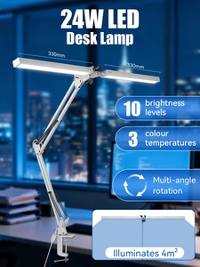 <span class=keywords><strong>Lampe</strong></span> de bureau pliable à double tête noire, bras mécanique, pince, alimentation USB 24V, protection des yeux, <span class=keywords><strong>lampe</strong></span> de bureau/<span class=keywords><strong>lampe</strong></span> de <span class=keywords><strong>chevet</strong></span> - Product Image 3