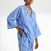 Nouveauté spéciale printemps automne femmes 100% coton popeline ensemble de vêtements de nuit 3/4 manches pyjamas dames lin 2 pièces pyjama ensemble