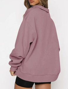 Fitspi Womens oversize mezza <span class=keywords><strong>Zip</strong></span> Pullover a maniche lunghe felpa <span class=keywords><strong>con</strong></span> cappuccio quarto <span class=keywords><strong>con</strong></span> <span class=keywords><strong>Zip</strong></span> alla moda abiti per ragazze adolescenti autunno - Product Image 3