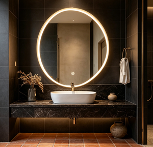 Round <b>LED</b> Bathroom Mirror Wall Mounted Anti Fog Touch Control Dimmable Makeup <b>Vanity</b> Mirror - Product Image 2