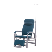 Fauteuil d'infusion Teal avec appui-tête rembourré, inclinable, repose-jambes plat, support IV, cadre métallique gris, chaise de repos pour patient hospitalier
