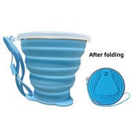Gobelet pliable en silicone de qualité alimentaire créatif avec bouchon à bouton-poussoir et cordon de levage, écologique, pour voyage en extérieur, portable