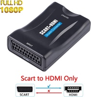 Convertidor Scart a HDMI, adaptador de vídeo SCART In HDMI Out, convertidor exclusivo de audio y vídeo para proyector de monitor HDTV STB VHS, etc.