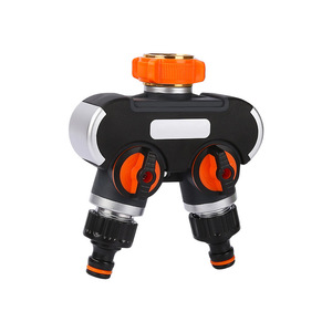 Distributeur d'eau à double robinet en laiton avec raccord fileté 16 mm, connecteur de tuyau d'arrosage avec embout pour usage extérieur - Product Image 3