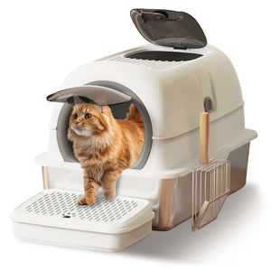 Geschlossene Katzen toilette aus XXL-Edelstahl mit Schaufel und abnehmbarem Deckel, große Kapazität, leicht zu reinigende Leckage, Geruchs kontrolle - Product Image 1