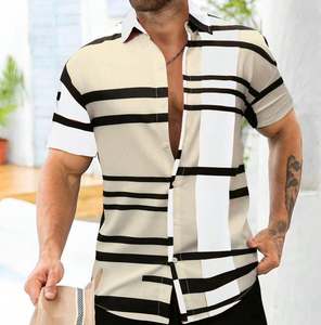 Chemise de travail décontracté<span class=keywords><strong>e</strong></span> à manches courtes pour homme, imprimé floral, anti-rides, respirante, avec tissu tissé de haute qualité - Product Image 4