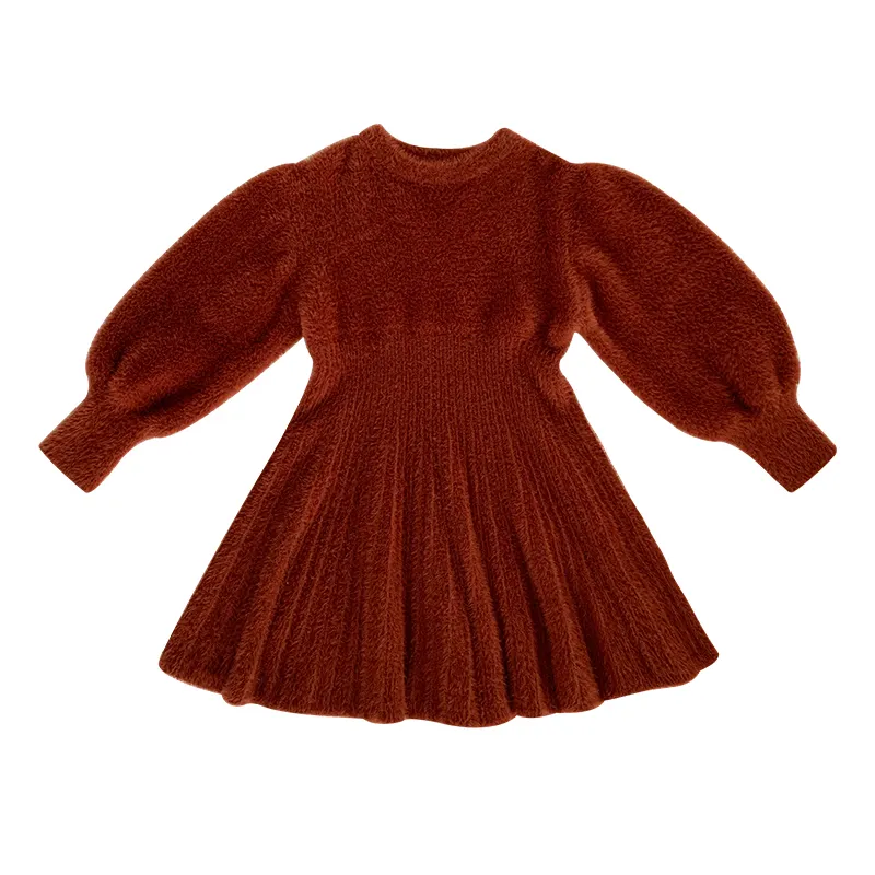 2023 멋진 디자인 퍼프 슬리브 드레스 레이디 여자 겨울 따뜻한 스웨터 드레스 D1152