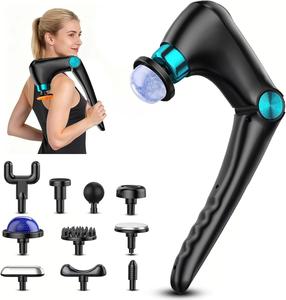 プロ仕様の深部組織マッサージガン、筋膜ガン、10種類のマッサージヘッド、ロングハンドル、温冷マッサージ機能付き、全身用 - Product Image 1