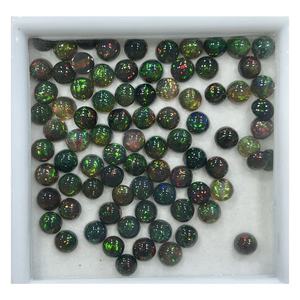 โอปอลเอธิโอเปียสีดำธรรมชาติ AAA ทรงกลมขนาด 4x4 มม. ปรับแต่งความเรียบเรียบ โอปอลพลอยประกายเต็มสำหรับทำเครื่องประดับ - Product Image 1