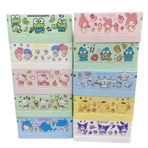 صندوق منظم تخزين بلاستيكي مطبوع على شكل حيوانات كرتونية متعدد الأغراض وصديقي للتنقل وسطح المكتب غير سام للأطفال 6 + - Product Image 1