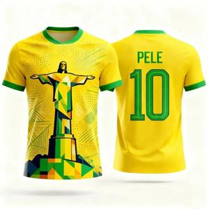 <span class=keywords><strong>Camiseta</strong></span> de Secado Rápido Impresa en 3D, Personaje del Futbolista Estrella Pelé, Manga Corta, Transpirable, Deportiva, para Niños, Jersey de Fútbol Brasileño - Product Image 6