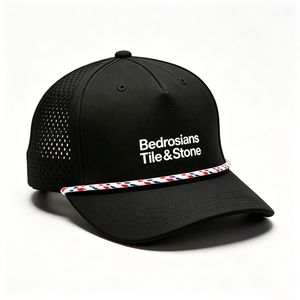 Men's Sporty Performance Perforated Rope Cap Custom Logo Embroidered 5-Panel Laser Baseball <b>Hat</b> with Letter Pattern - Product Image 3