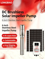 Bomba de agua sumergible centrífuga de acero inoxidable de 6 pulgadas de alto flujo con impulsor fotovoltaico para pozo profundo y motor CC sin escobillas