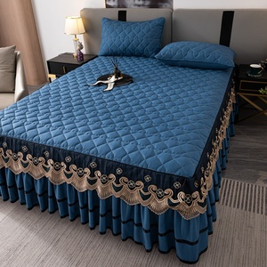 Vua Nữ Hoàng Kích Thước Tấm Ga Giường Váy Đặt Vành Đai Đàn Hồi Giường Đơn Váy Bìa Polyester Điền Đồng Bằng Phong Cách Rắn Cho Khách Sạn Nhà - Product Image 4