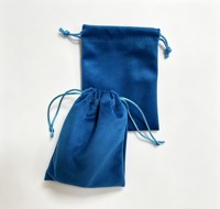 Pochette à bijoux en velours bleu, sac cadeau en satin avec cordon, emballage personnalisé avec logo, sachet