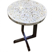 Vente en gros de meubles dernière conception, incrustation de vadrouille de Table ronde et support en bois naturel, Table basse élégante/Table centrale meubles de maison