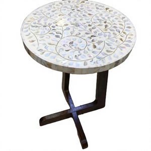 Vente en gros de meubles dernière conception, incrustation de vadrouille de Table ronde et support en bois naturel, Table basse élégante/Table centrale meubles de maison - Product Image 1
