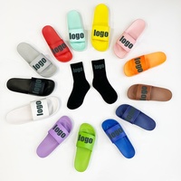 Claquettes de créateur classiques avec chaussettes en polyester, sandales unisexe pour femme, grandes tailles, en caoutchouc, sandales de plage en EVA, claquettes de luxe en PVC, Royaume-Uni