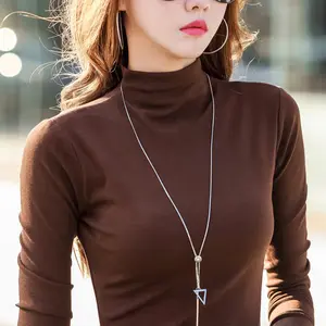 2022 Spring Slim Fit Solid Color Half Turtleneck Women's Long Sleeve T-Shirt Thermal Underwear Bottoming Shirt