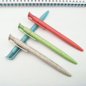 Stylo bille rétractable écologique personnalisé 1,0 mm en paille de blé recyclable pour le journalisation et l'écriture au bureau - Product Image 2