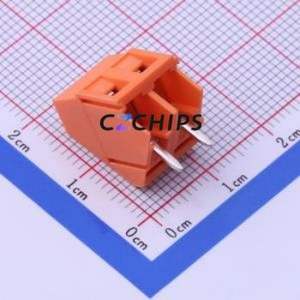 DB103-5.0-2P-OG-S Screw Terminal Block Through hole Component (THT),P=5mm Connector 1x2P 5mm Orange Through Hole - Product Image 2