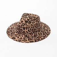 Chapeau Fedora Tendance Femme en Laine 100% Imprimé Léopard Zèbre, Style Britannique, Bord de 8 cm, Collection Printemps 2026
