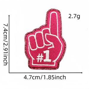 Trendy küçük ısı basın işlemeli yamalar demir on Glitter spor numarası kadınlar için bir parmak şoför şapkası yamalar adam çanta rozeti - Product Image 3