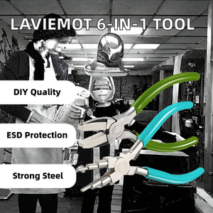 Bộ dụng cụ làm đồ trang sức bằng thép carbon <span class=keywords><strong>mini</strong></span> LAVIEMOT 6 chiếc, kìm tạo khuyên, tự làm, tạo vòng, tạo hình, tay cầm cao su OEM, chiều dài 6 hàm - Product Image 2