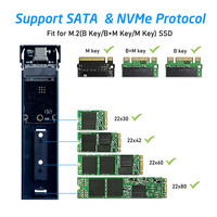 M.2 NVME PCIe NGFF SATA M2 SSD Mendukung Kotak Disk Seluler Protokol Ganda dengan Kecepatan Tinggi 10Gbps