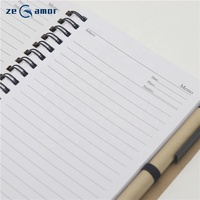 Zeamor papier kraft Logo fait main personnalisé A5 bloc-notes petit cahier à spirale A6 avec stylo pour liste de tâches Notes autocollantes bloc-notes